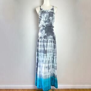 NWT Free People Tie Dye Silk Maxi Dress Large Boho Resort Beach Wedding Guest